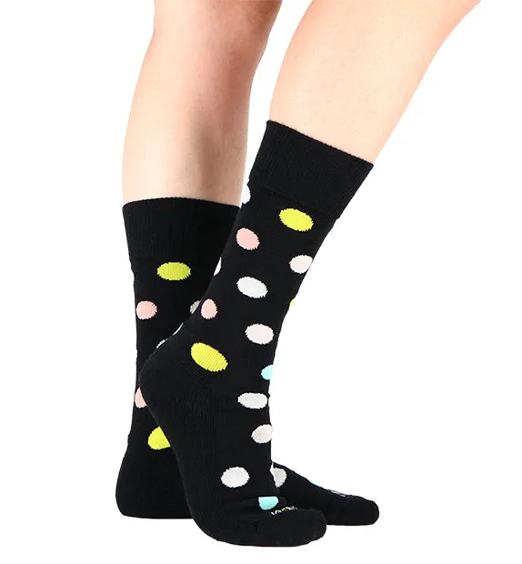 76% Rich Merino Wool Everyday Crew Socks-Dots - 3 Pack