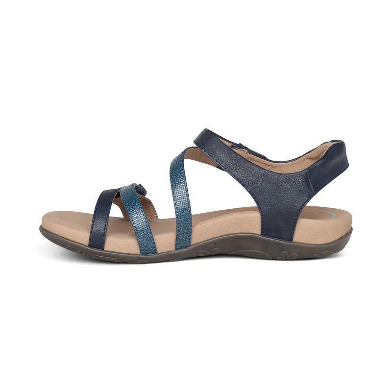 Aetrex Jess Adjustable Quarter Strap Navy Women's Sandal