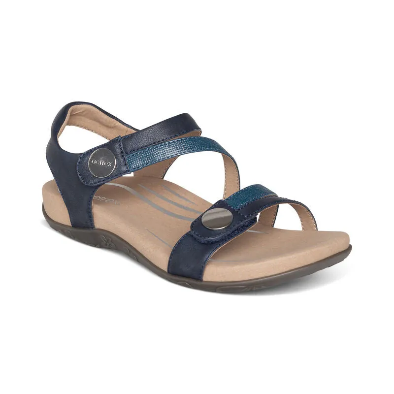 Aetrex Jess Adjustable Quarter Strap Navy Women's Sandal