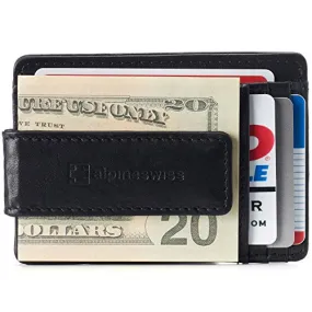 Alpine Swiss Harper Mens RFID Slim Money Clip Wallet, Black