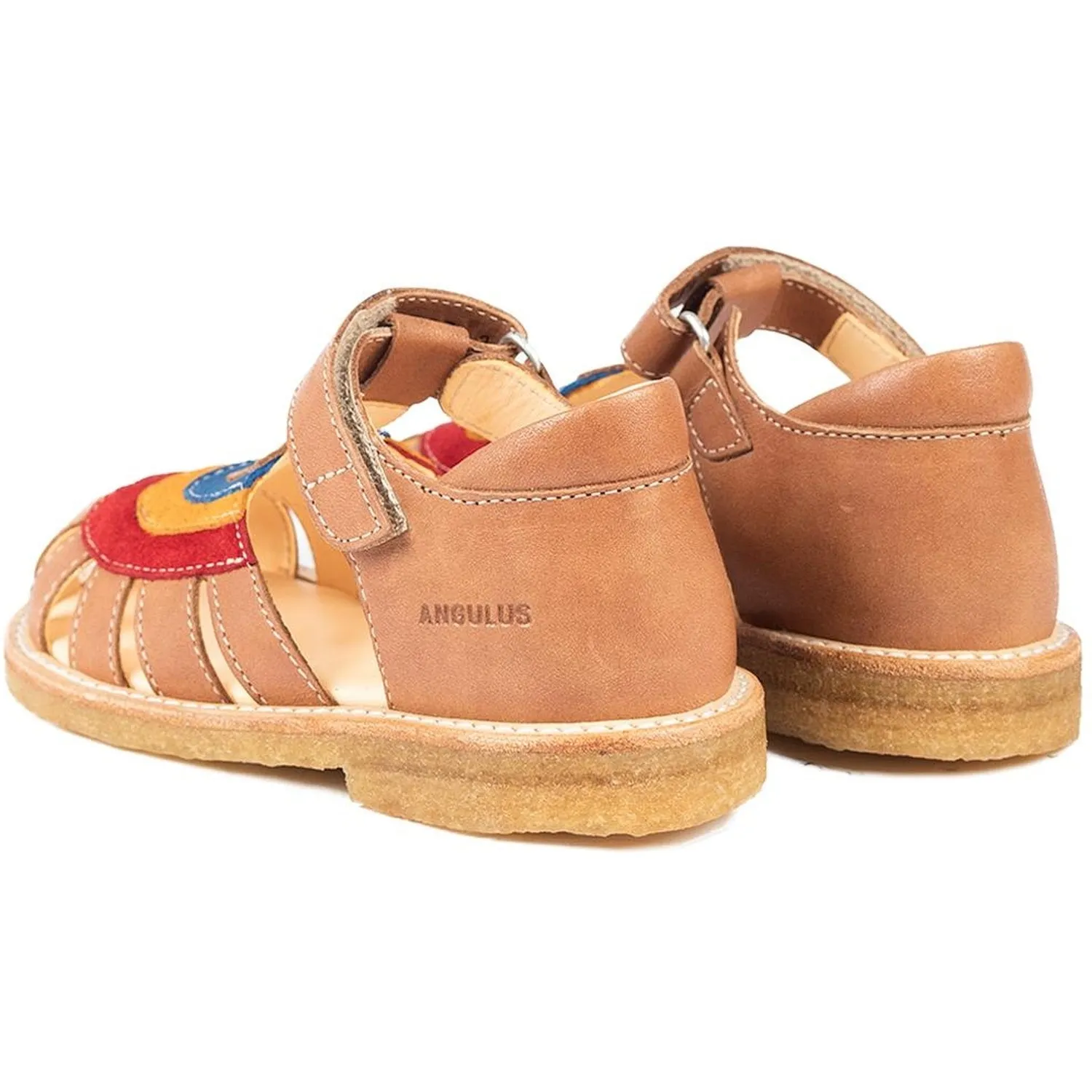 Angulus Sandals Tan/Red/Sun Yellow/Bright Blue