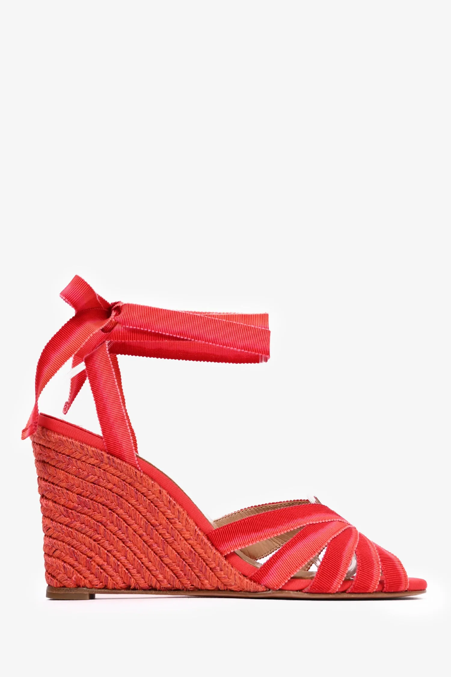 Aquazzura Red Strappy Espadrille Wedges Size 37