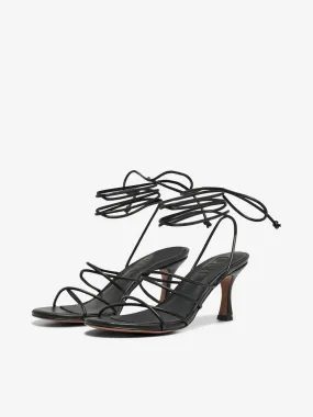 Aria Ankle Wrap Sandals (Black)