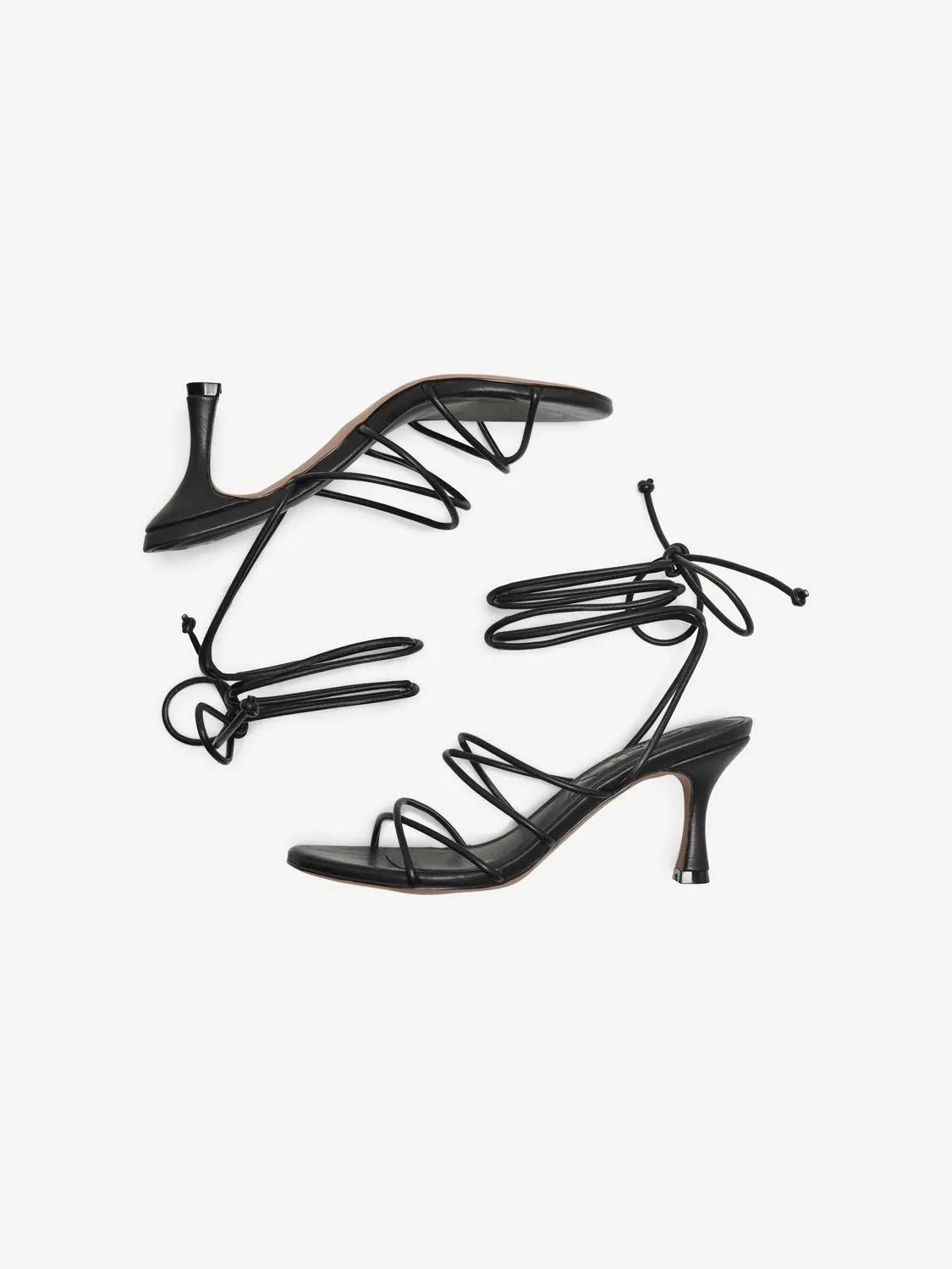 Aria Ankle Wrap Sandals (Black)