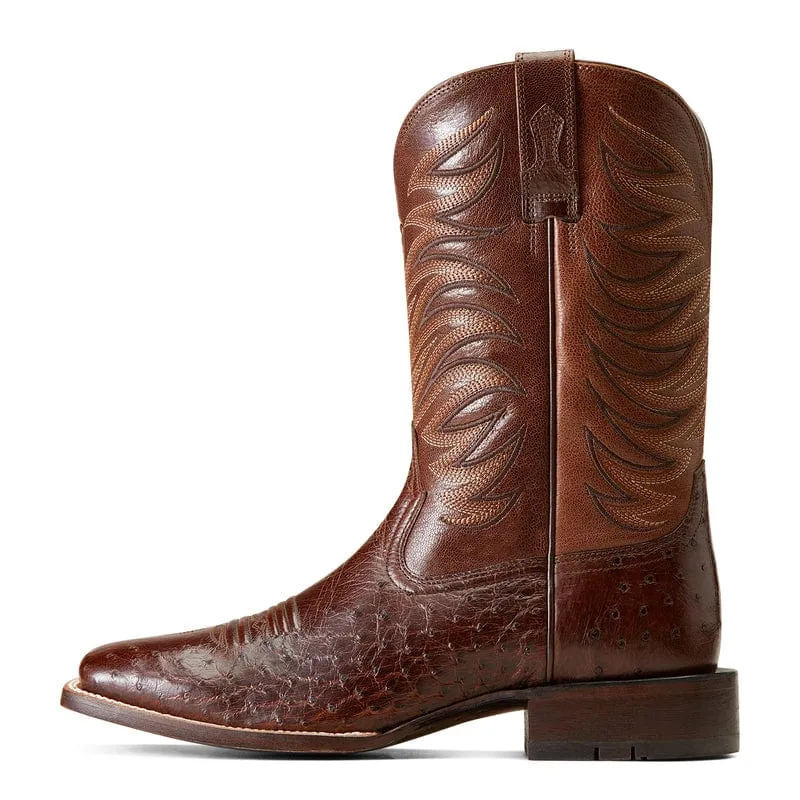 Ariat Men's Badlands Dark Tabac Smooth Quill Ostrich Square Toe Exotic Cowboy Boots 10046952