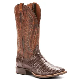 Ariat Men's Double Down Antique Pecan Caiman Belly Square Toe Exotic Western Boots 10025088