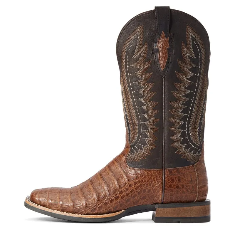 Ariat Men's Double Down Caramel Caiman Belly Exotic Square Toe Western Boots 10034030