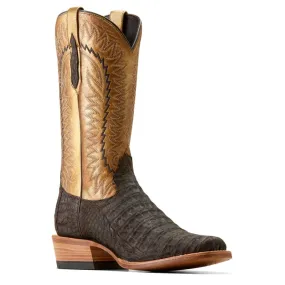 Ariat Men's Futurity Finalist Brushed Chocolate Caiman Belly/Washed Gold Exotic Cowboy Boots 10050982