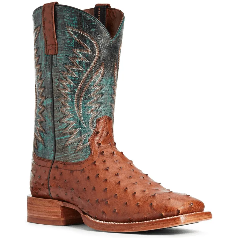 Ariat Men's Gallup Brandy Full Quill Ostrich Western Boots 10034113