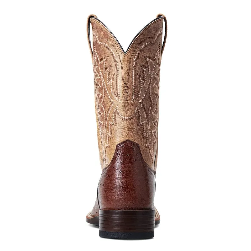 Ariat Men's Night Life Ultra Antique Tabac SQ Ostrich Square Toe Exotic Western Boots 10040344