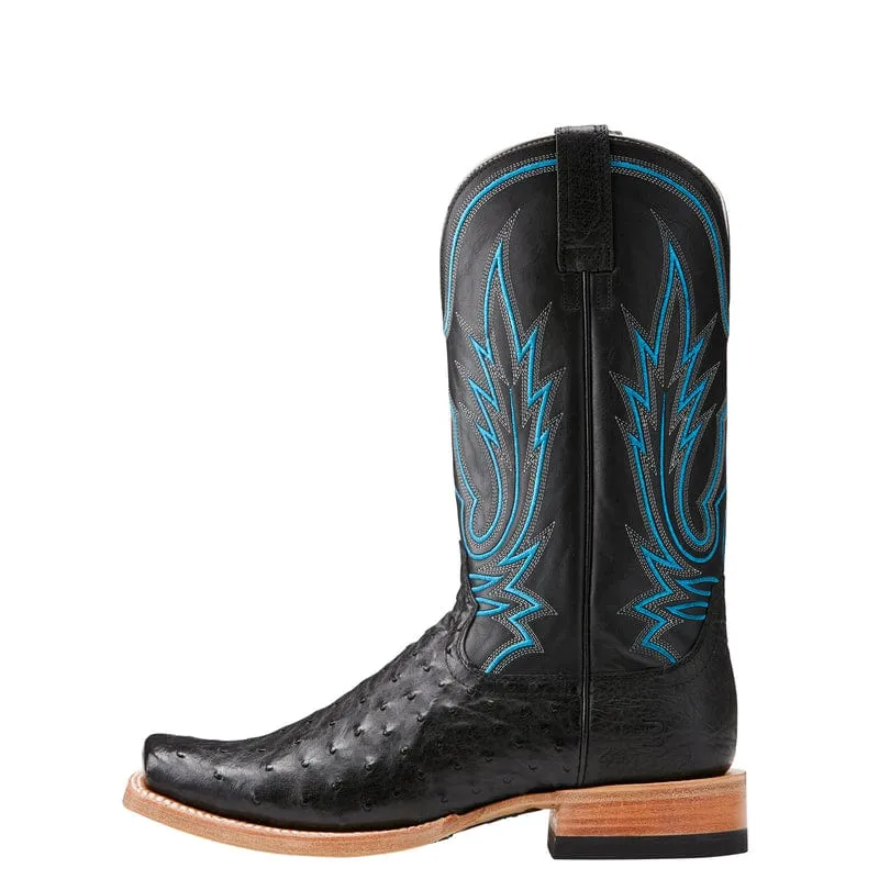 Ariat Men's Relentless All Around Black Full Quill Ostrich Square Toe Exotic Western Boots 10021666