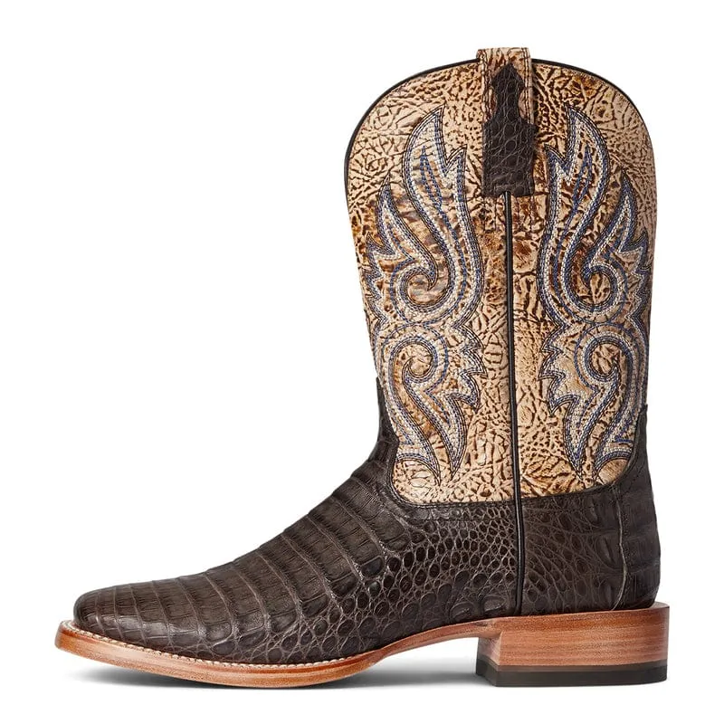 Ariat Men's Relentless Denton Chocolate Caiman Belly Square Toe Exotic Western Boots 10035922