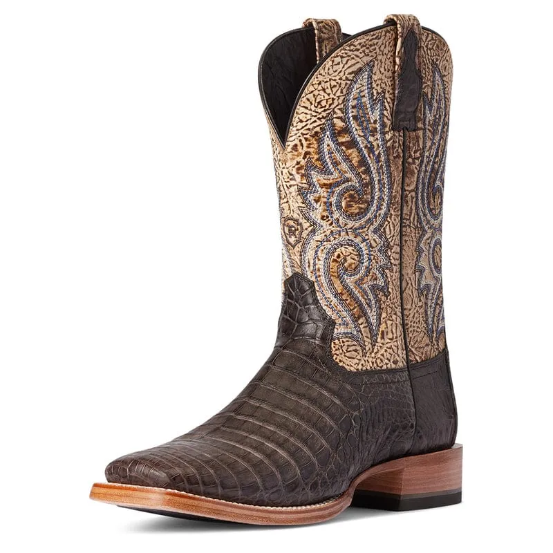 Ariat Men's Relentless Denton Chocolate Caiman Belly Square Toe Exotic Western Boots 10035922