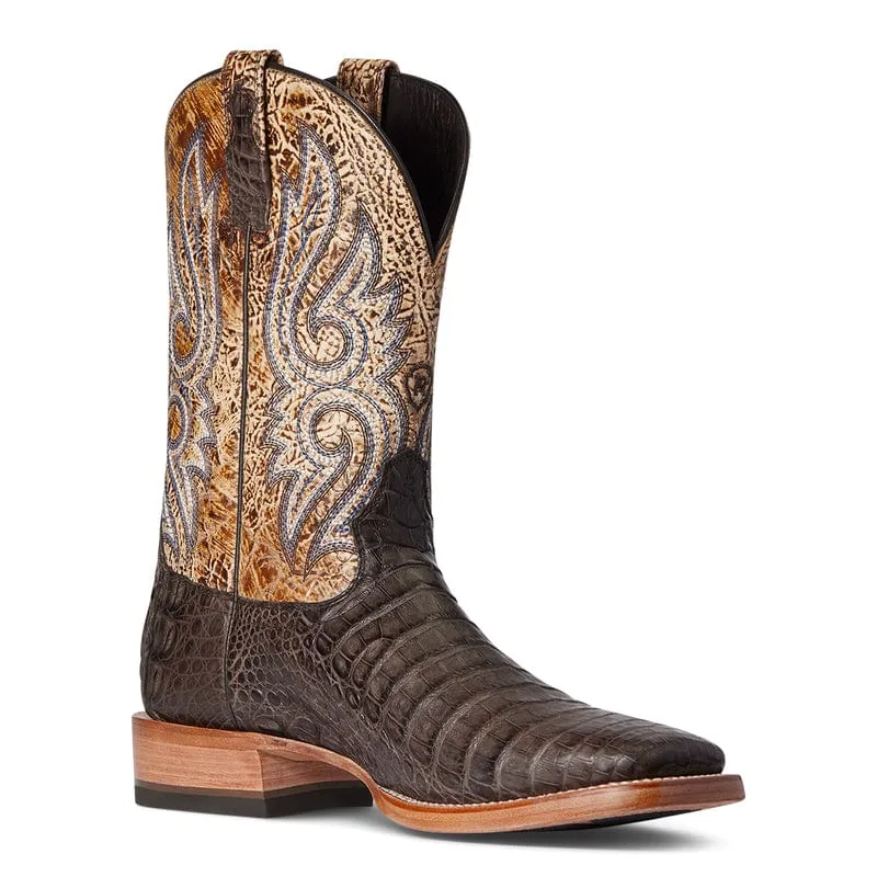 Ariat Men's Relentless Denton Chocolate Caiman Belly Square Toe Exotic Western Boots 10035922