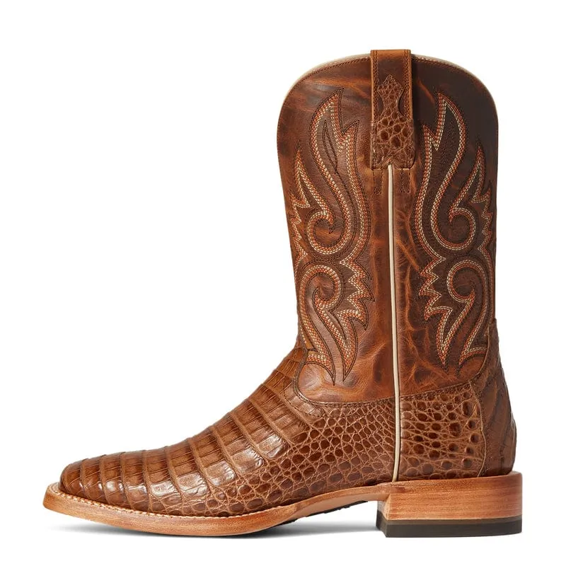 Ariat Men's Relentless Denton Natural Caiman Belly Square Toe Exotic Western Boots 10035923