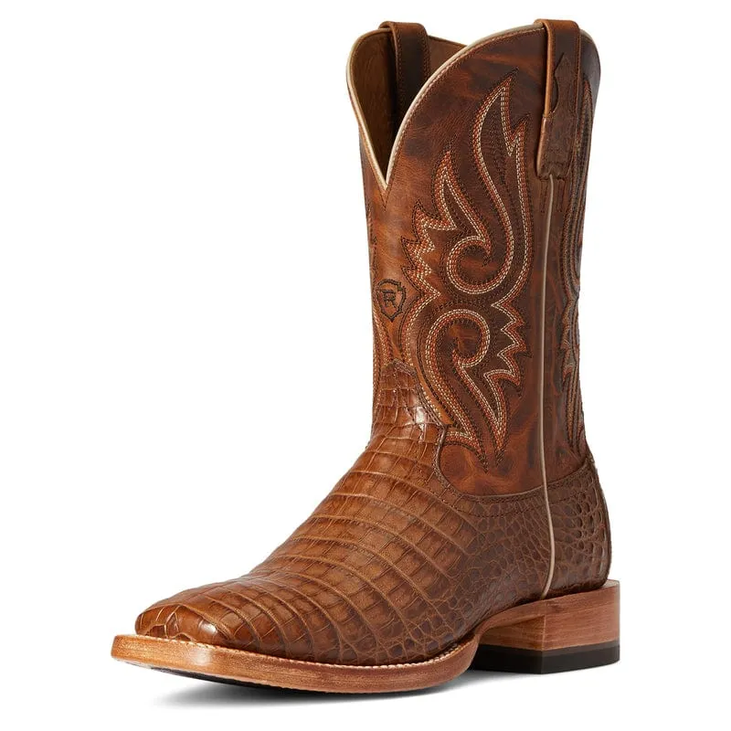 Ariat Men's Relentless Denton Natural Caiman Belly Square Toe Exotic Western Boots 10035923