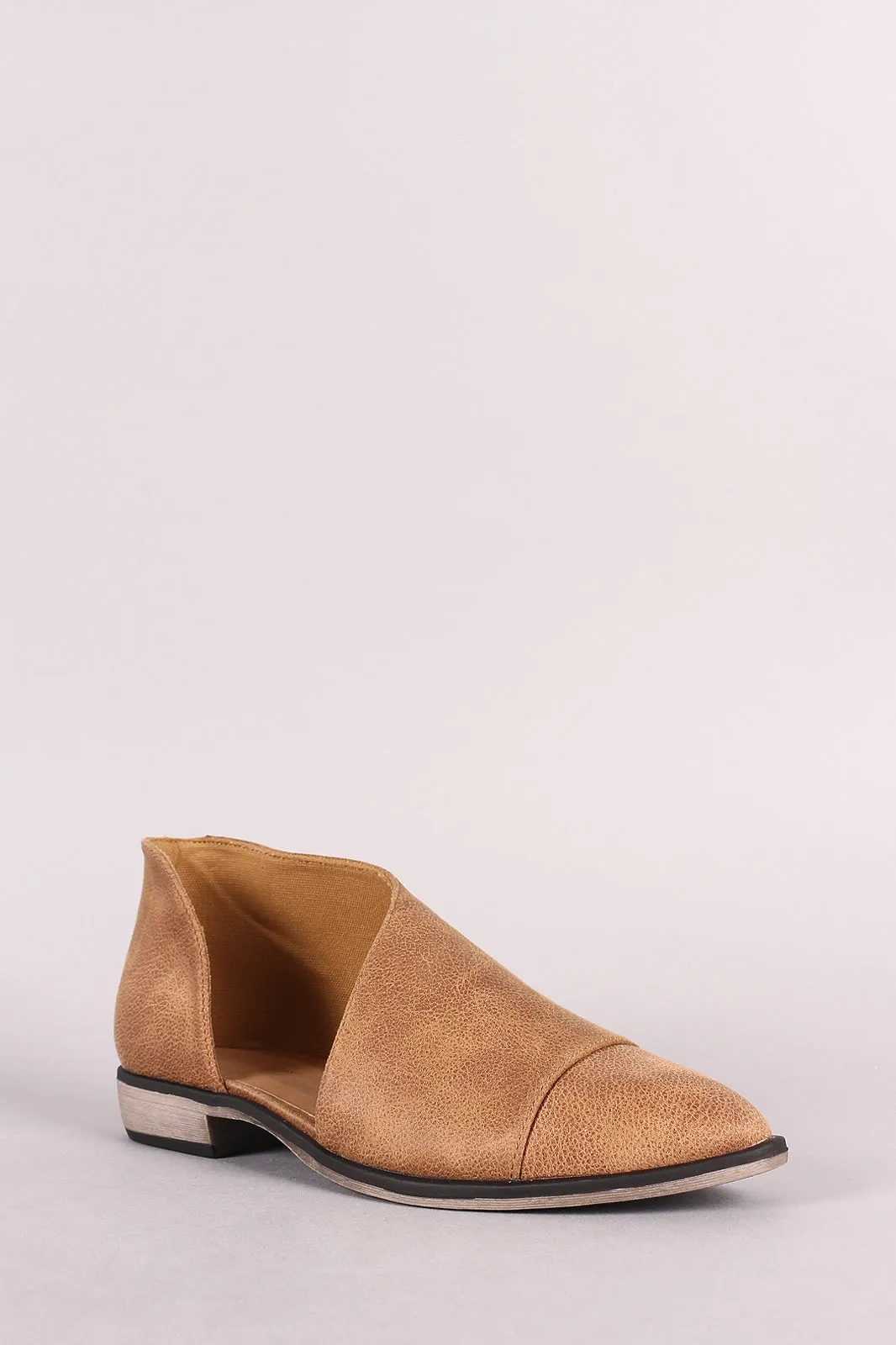 Bamboo Pointy Toe Slip On Dorsay Flat