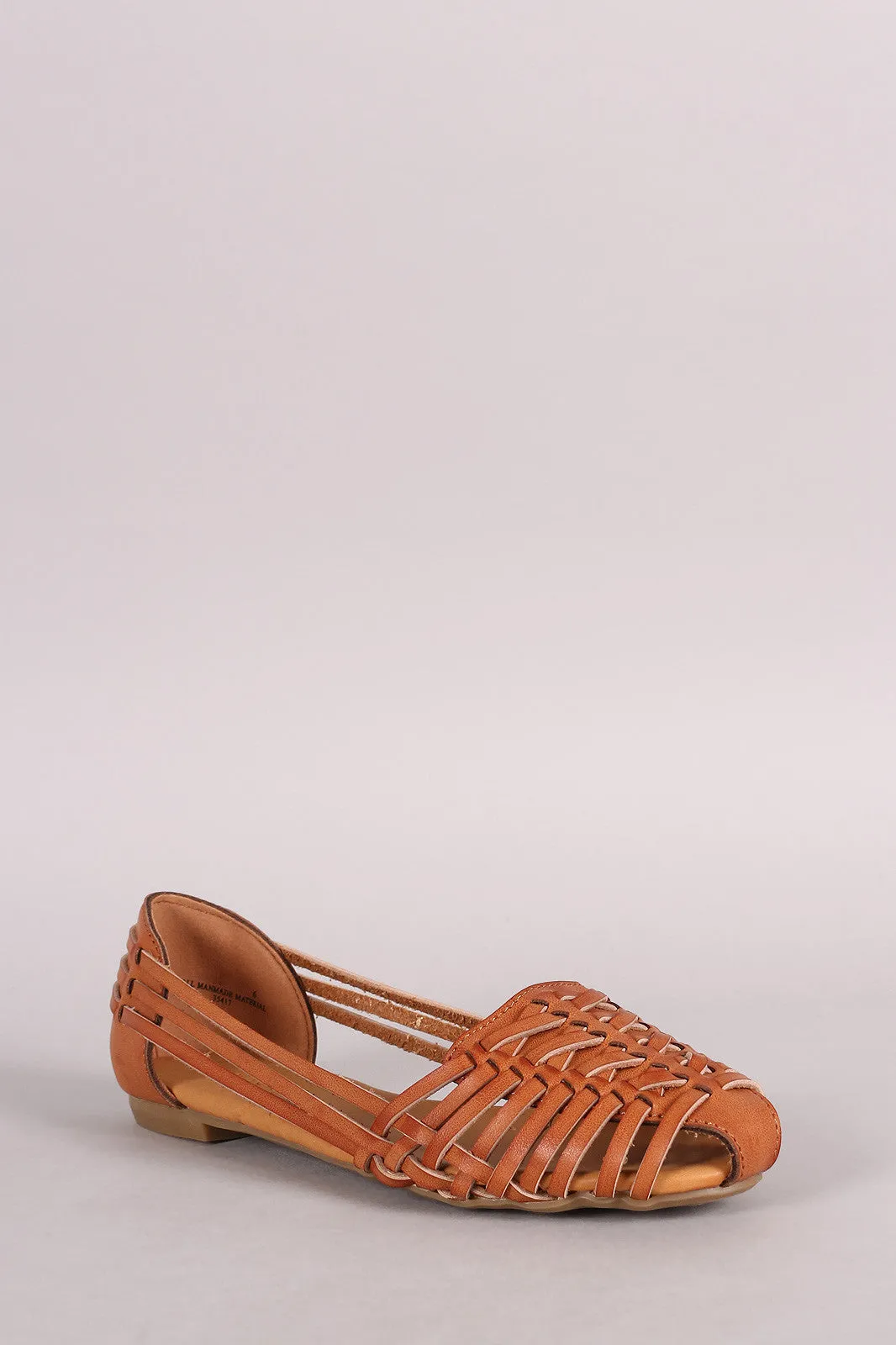 Bamboo Strappy Woven Slip On Flat