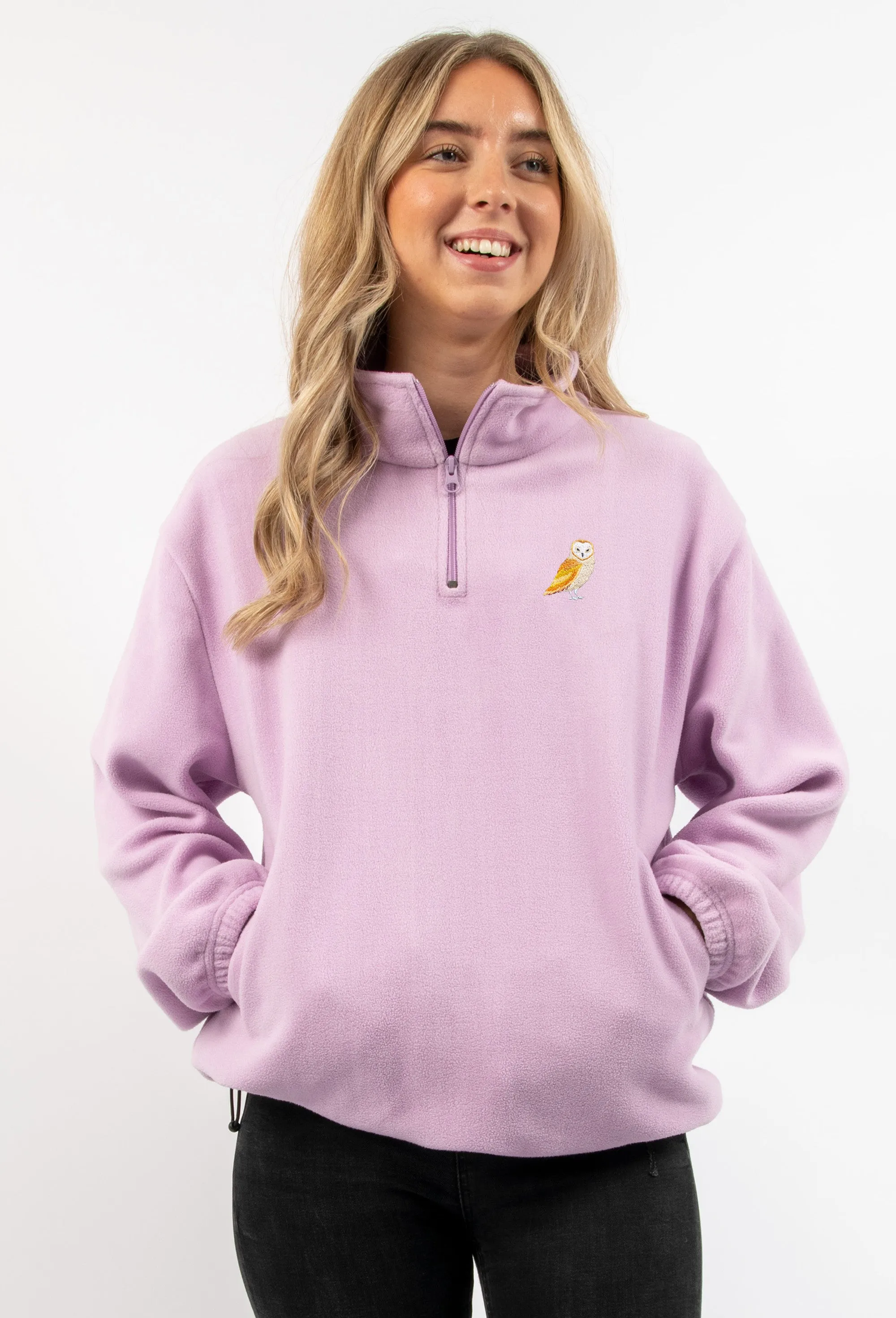 barn owl unisex 1/4 zip fleece