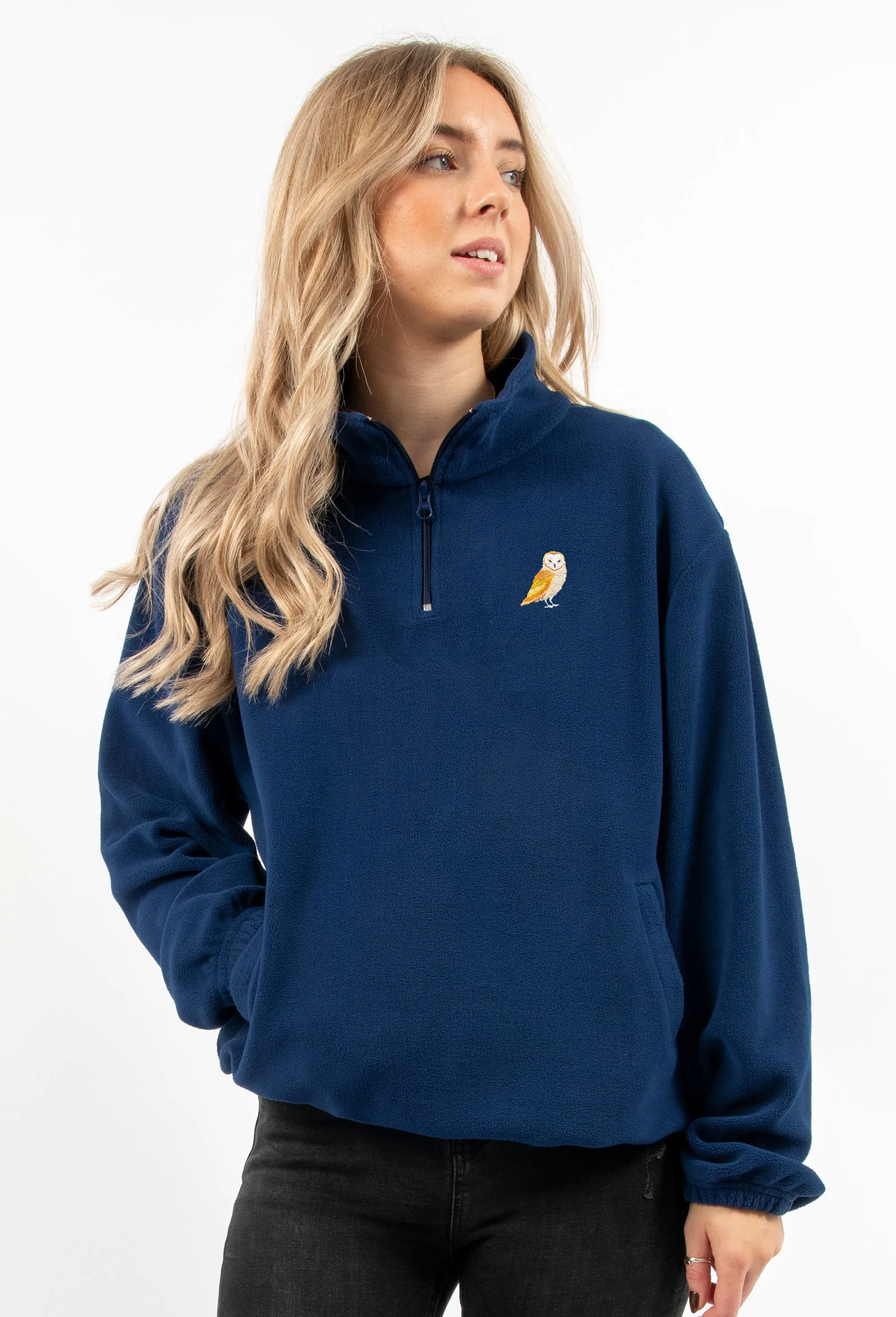 barn owl unisex 1/4 zip fleece