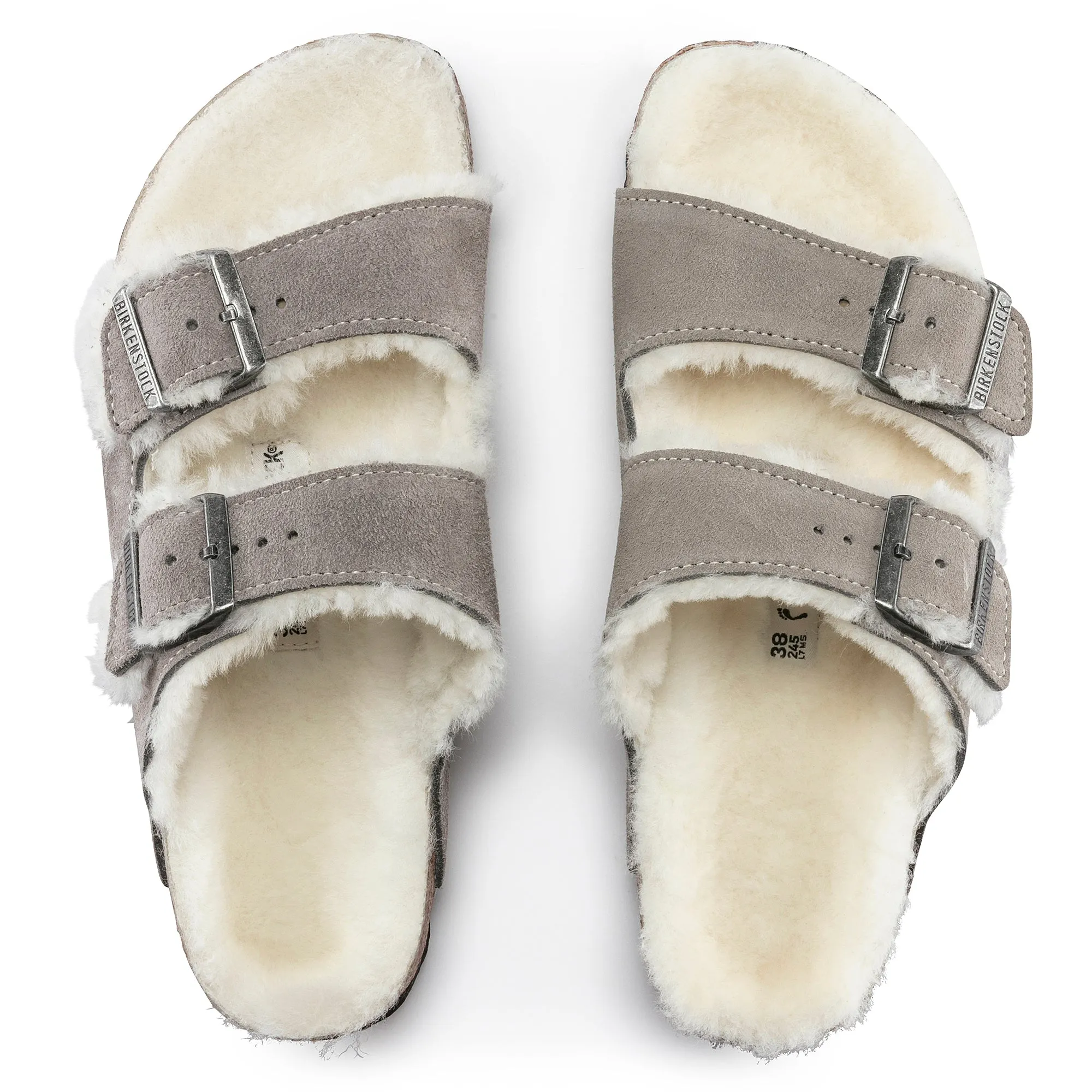 Birkenstock Arizona Shearling stone coin suede/natural shearling