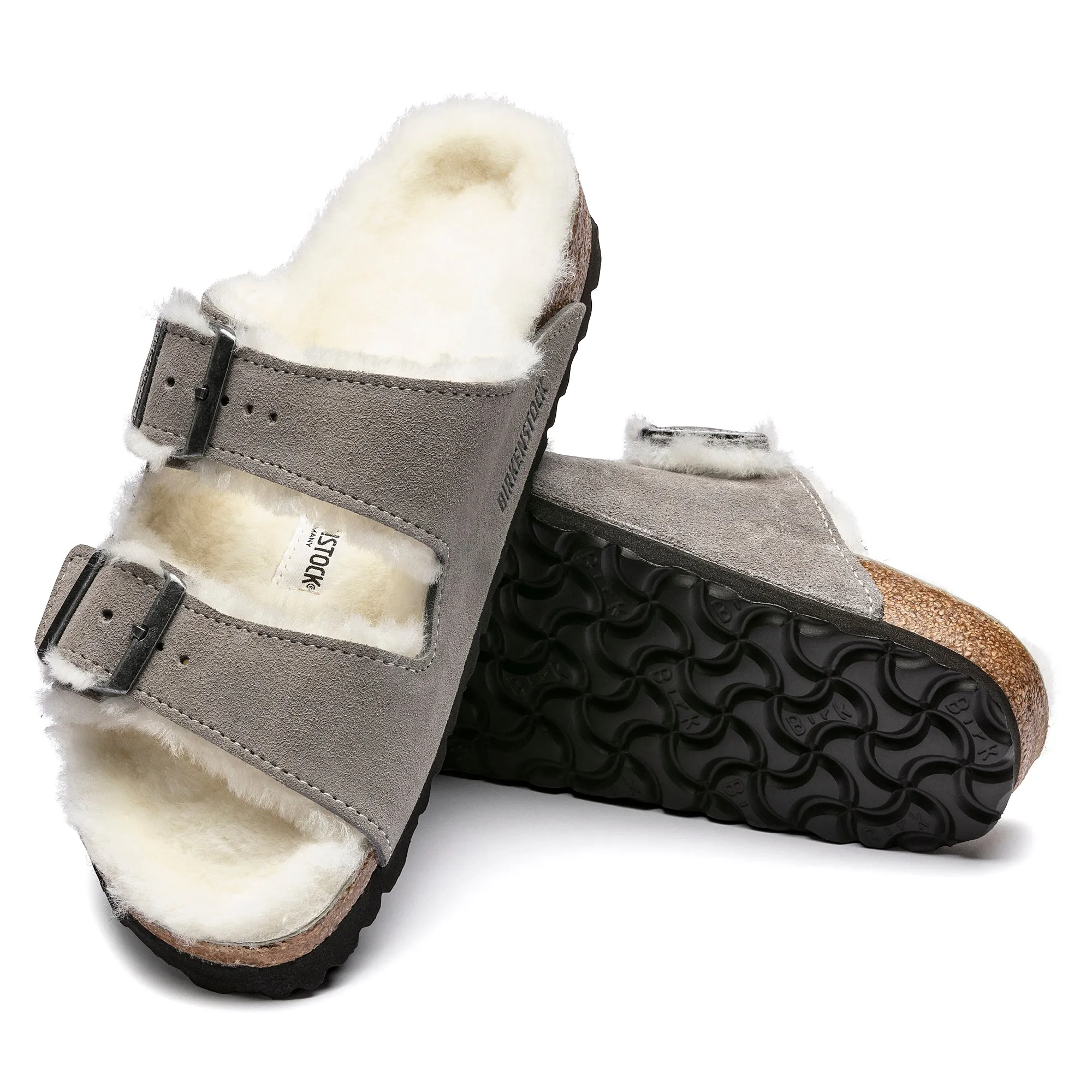 Birkenstock Arizona Shearling stone coin suede/natural shearling