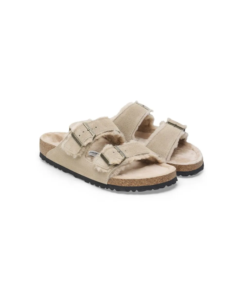 BIRKENSTOCK ARIZONA SHEARLING SUEDE LEATHER NARROW FIT