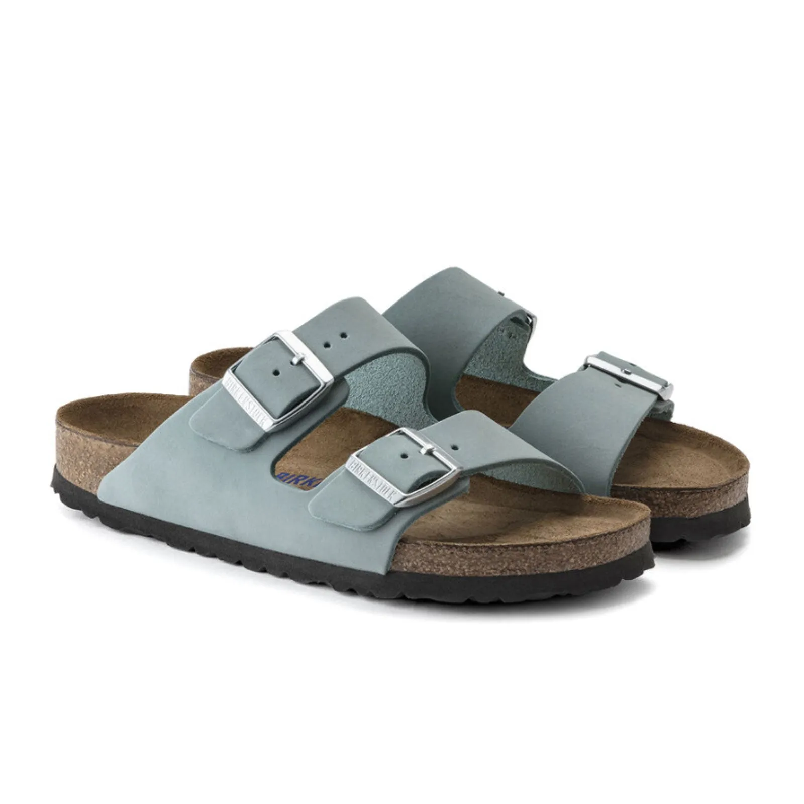 Birkenstock Arizona Soft Footbed Narrow Slide Sandal (Women) - Faded Aqua Nubuck