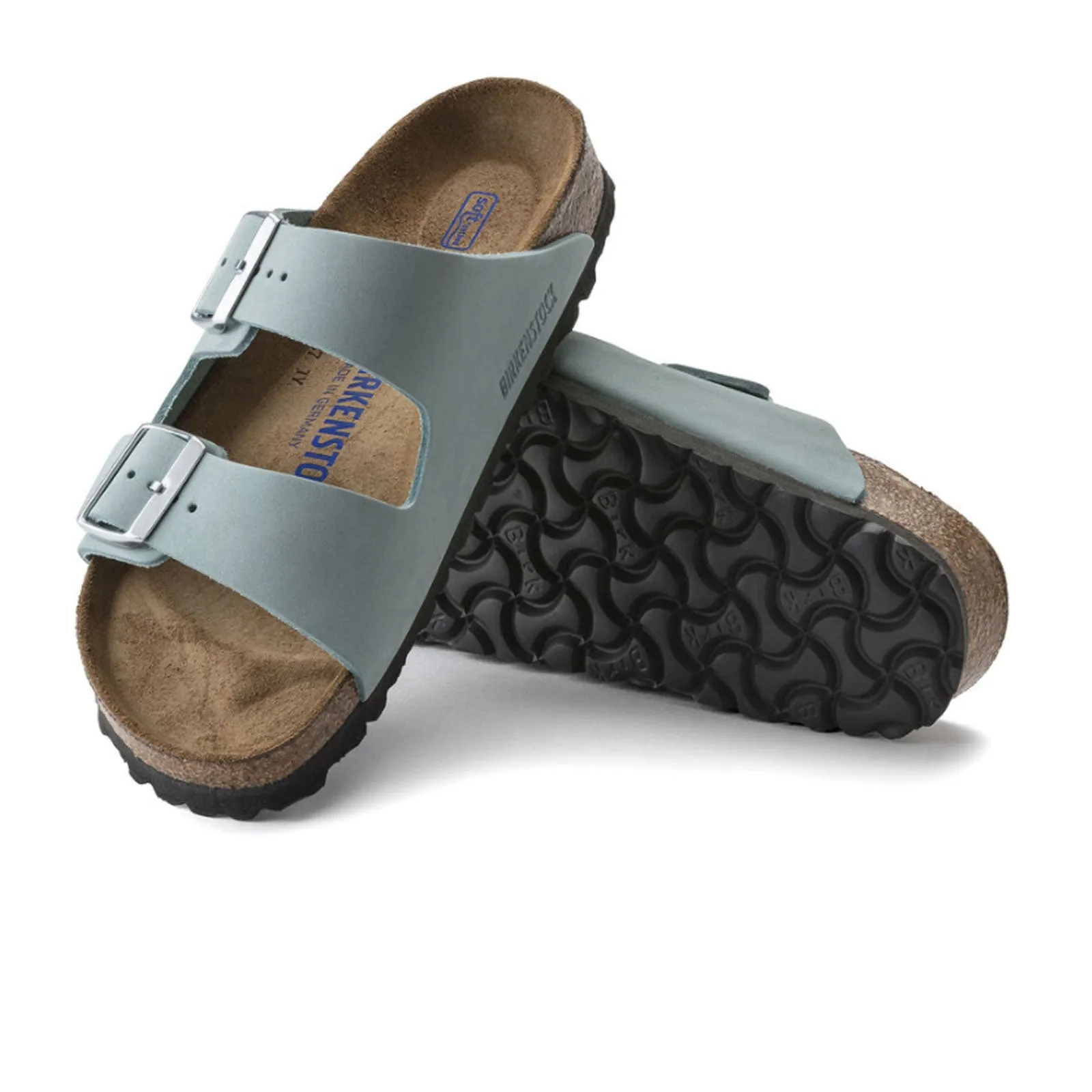 Birkenstock Arizona Soft Footbed Narrow Slide Sandal (Women) - Faded Aqua Nubuck