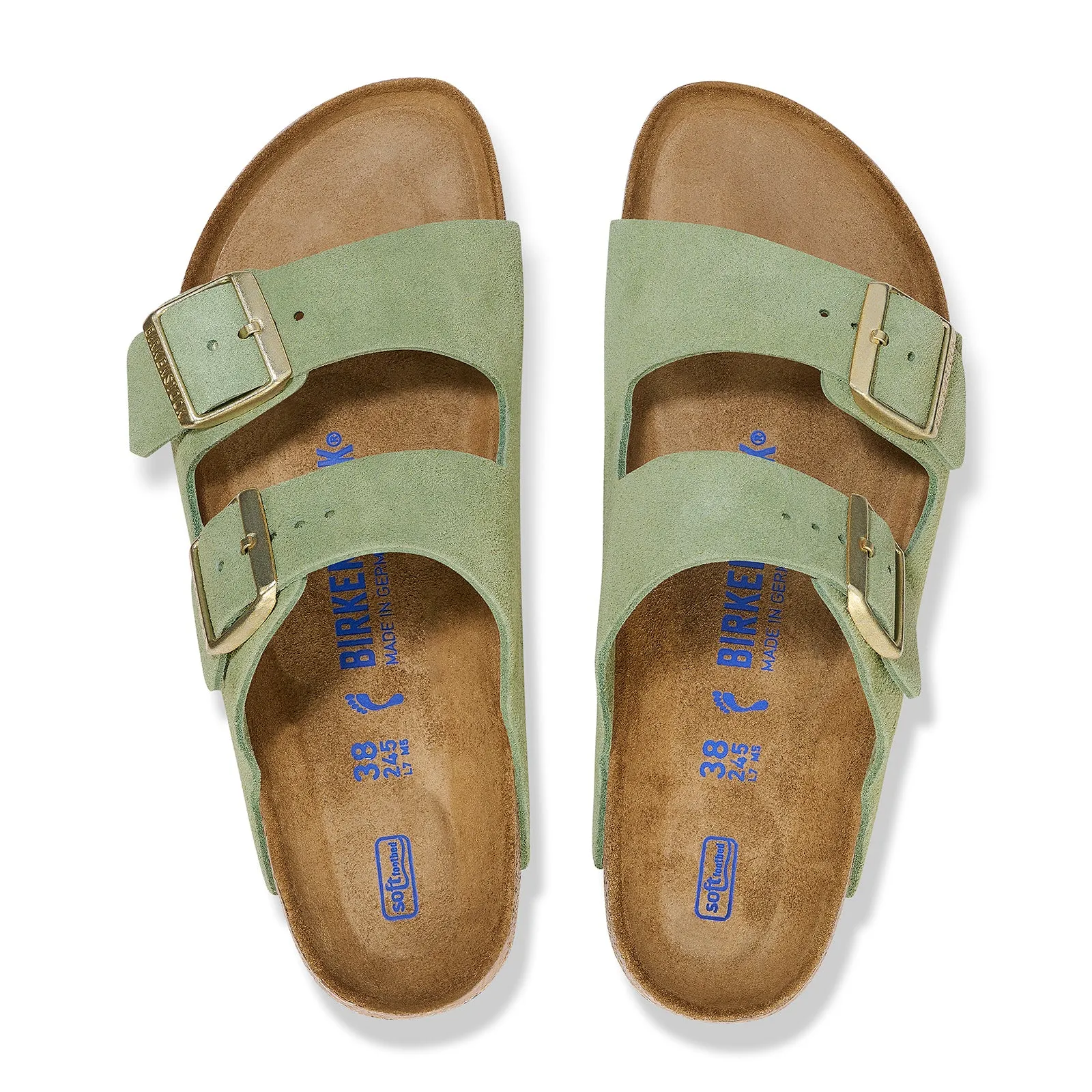 Birkenstock Arizona Soft Footbed Narrow Slide Sandal (Women) - Green Tea Suede