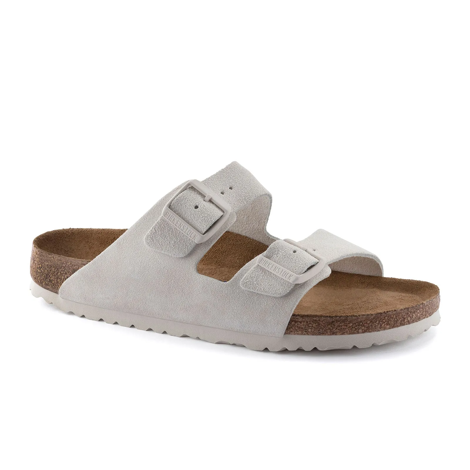 Birkenstock Arizona Soft Footbed Slide Sandal (Unisex) - Antique White Suede