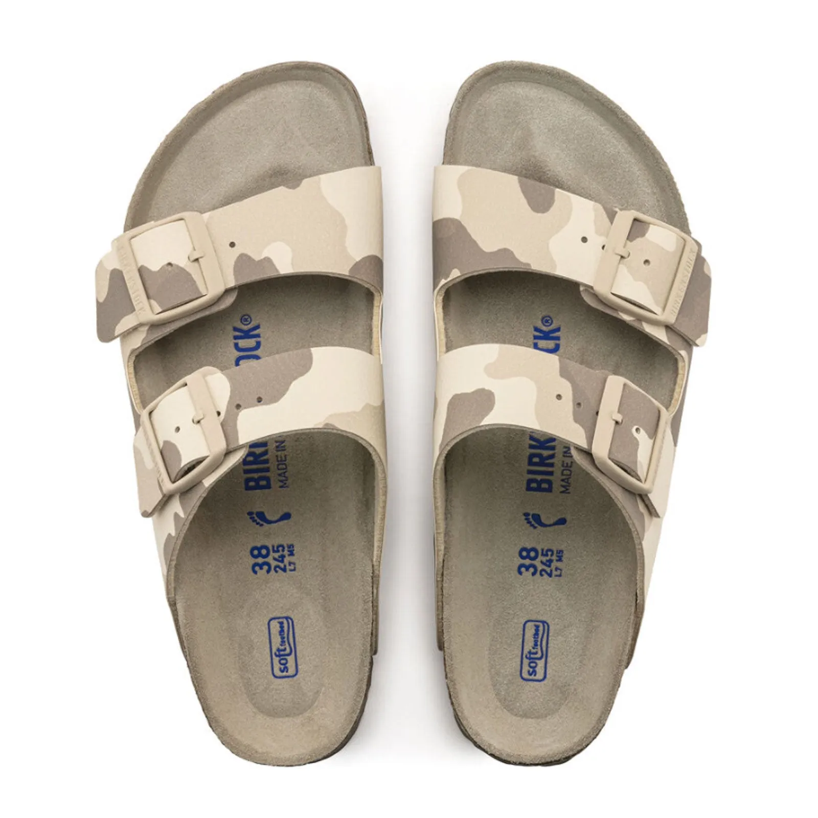 Birkenstock Arizona Soft Footbed Slide Sandal (Women) - Desert Soil Camo Gray Taupe Birko-Flor