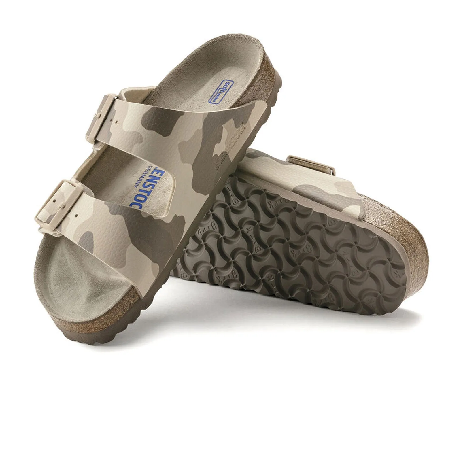 Birkenstock Arizona Soft Footbed Slide Sandal (Women) - Desert Soil Camo Gray Taupe Birko-Flor