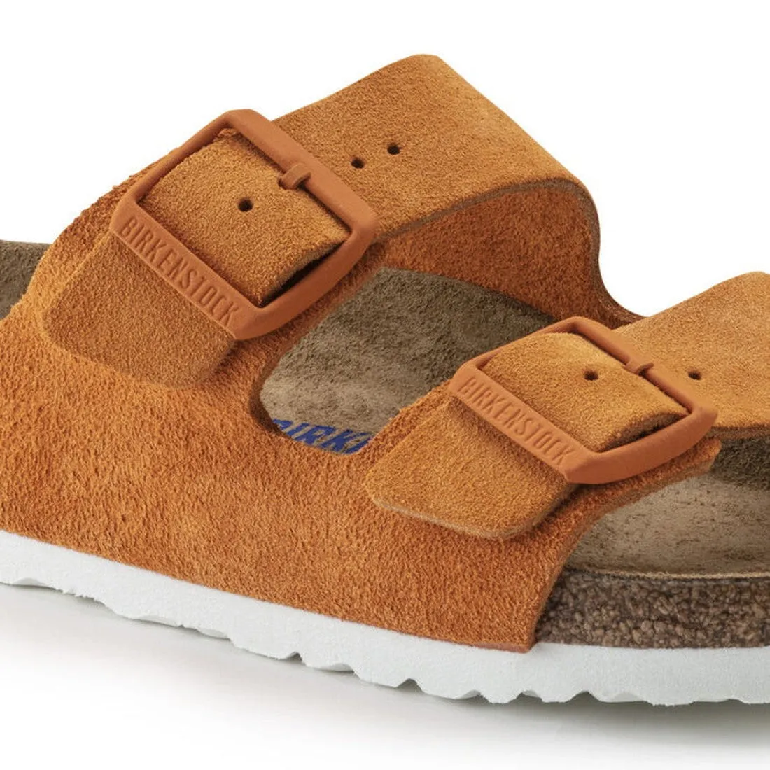 Birkenstock Arizona Suede Leather Soft Footbed Russet Orange Narrow Fit