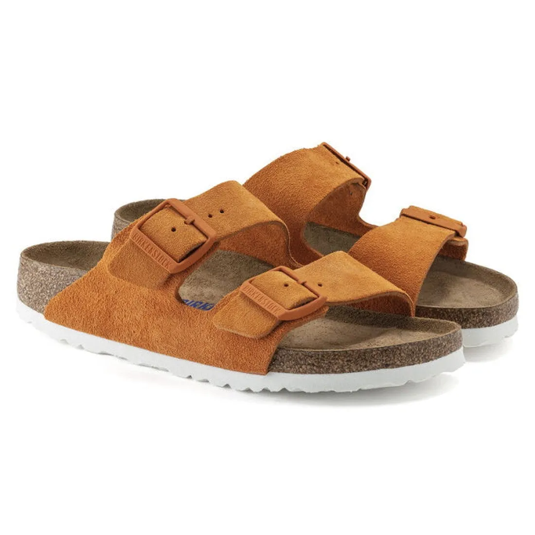 Birkenstock Arizona Suede Leather Soft Footbed Russet Orange Narrow Fit