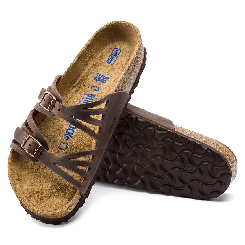 BIRKENSTOCK GRANADA SOFT FOOTBED SANDAL - HABANA OILED LEATHER