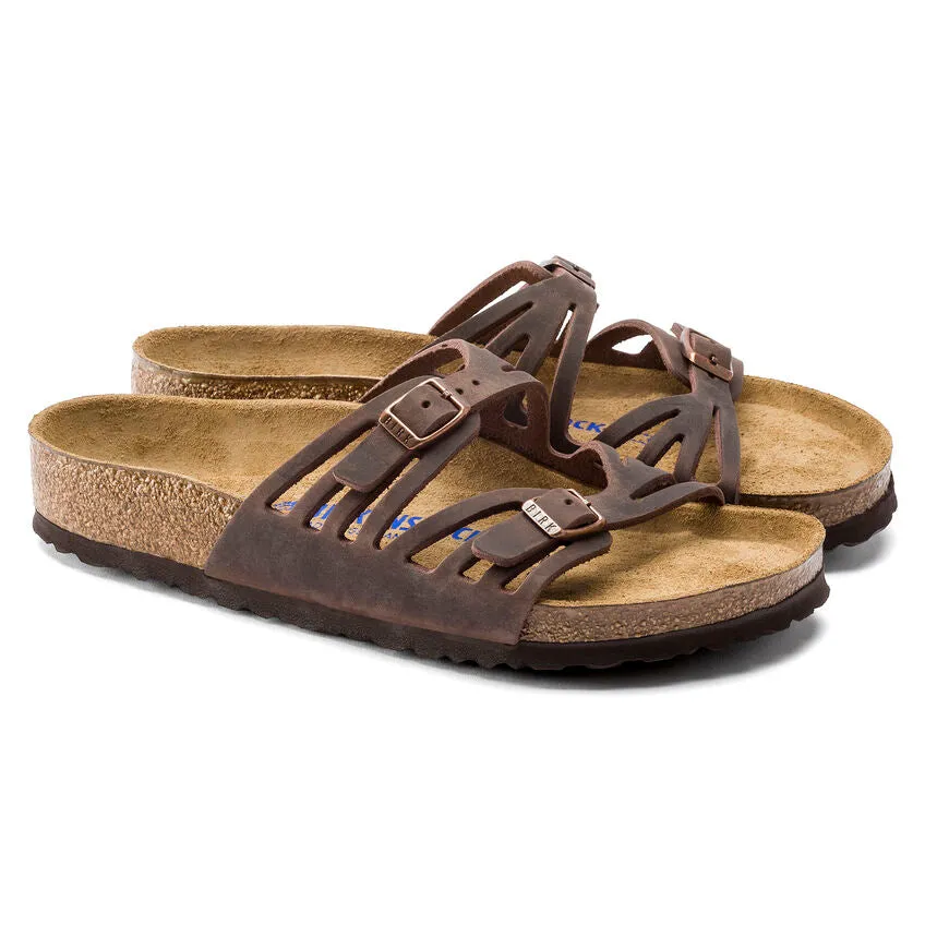 BIRKENSTOCK GRANADA SOFT FOOTBED SANDAL - HABANA OILED LEATHER