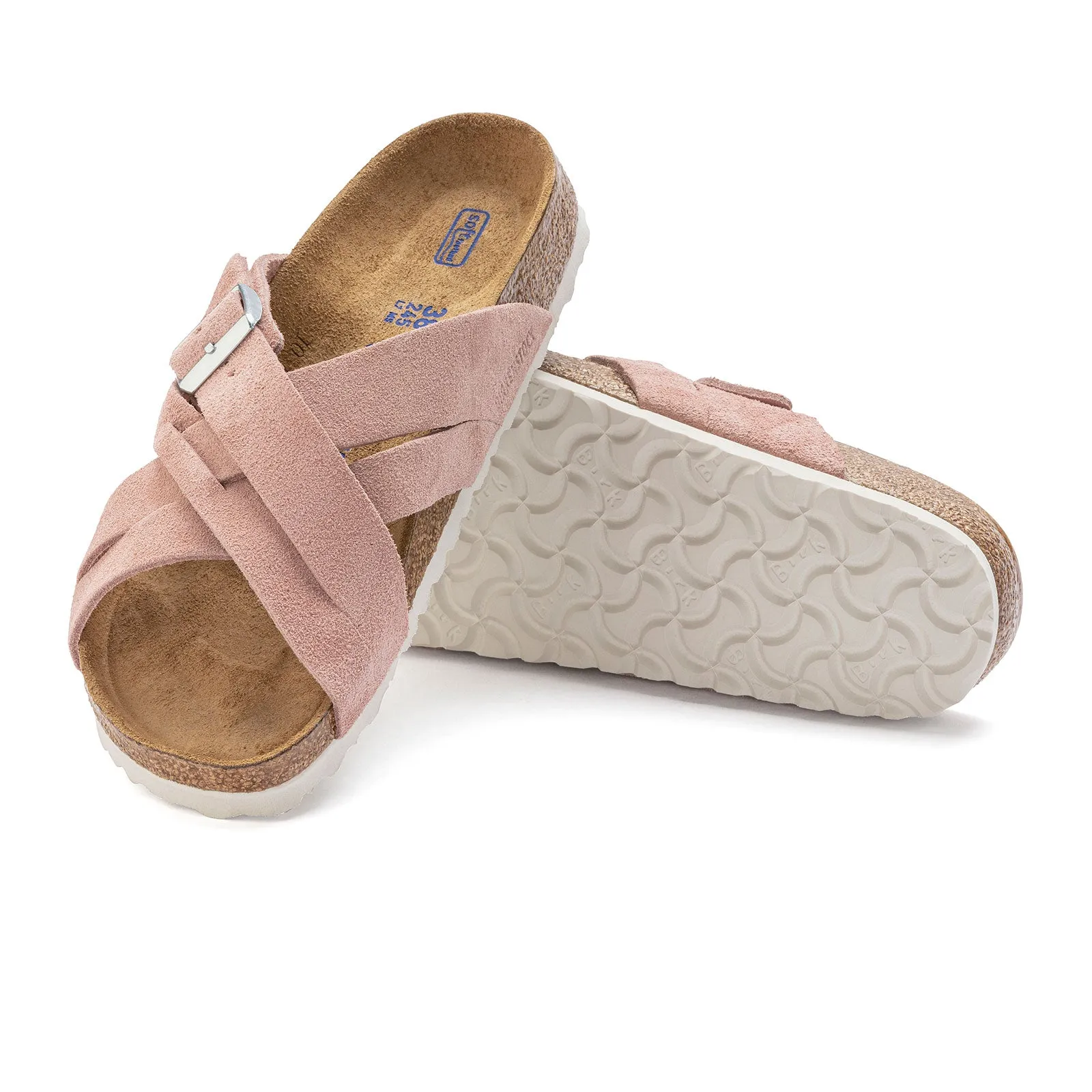 Birkenstock Lugano Soft Footbed Slide Sandal (Women) - Pink Clay Suede