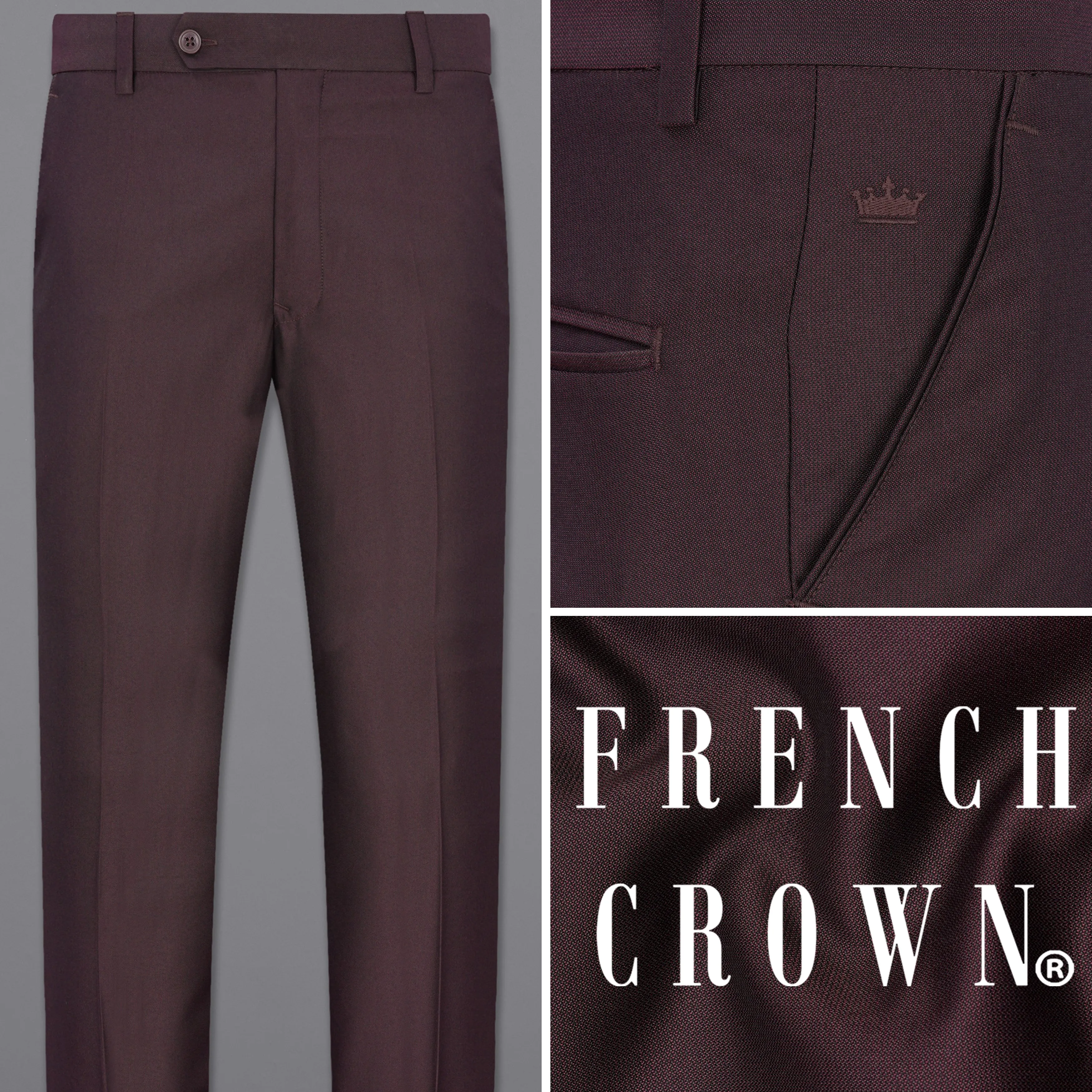 Bistre Wine Solid Pant