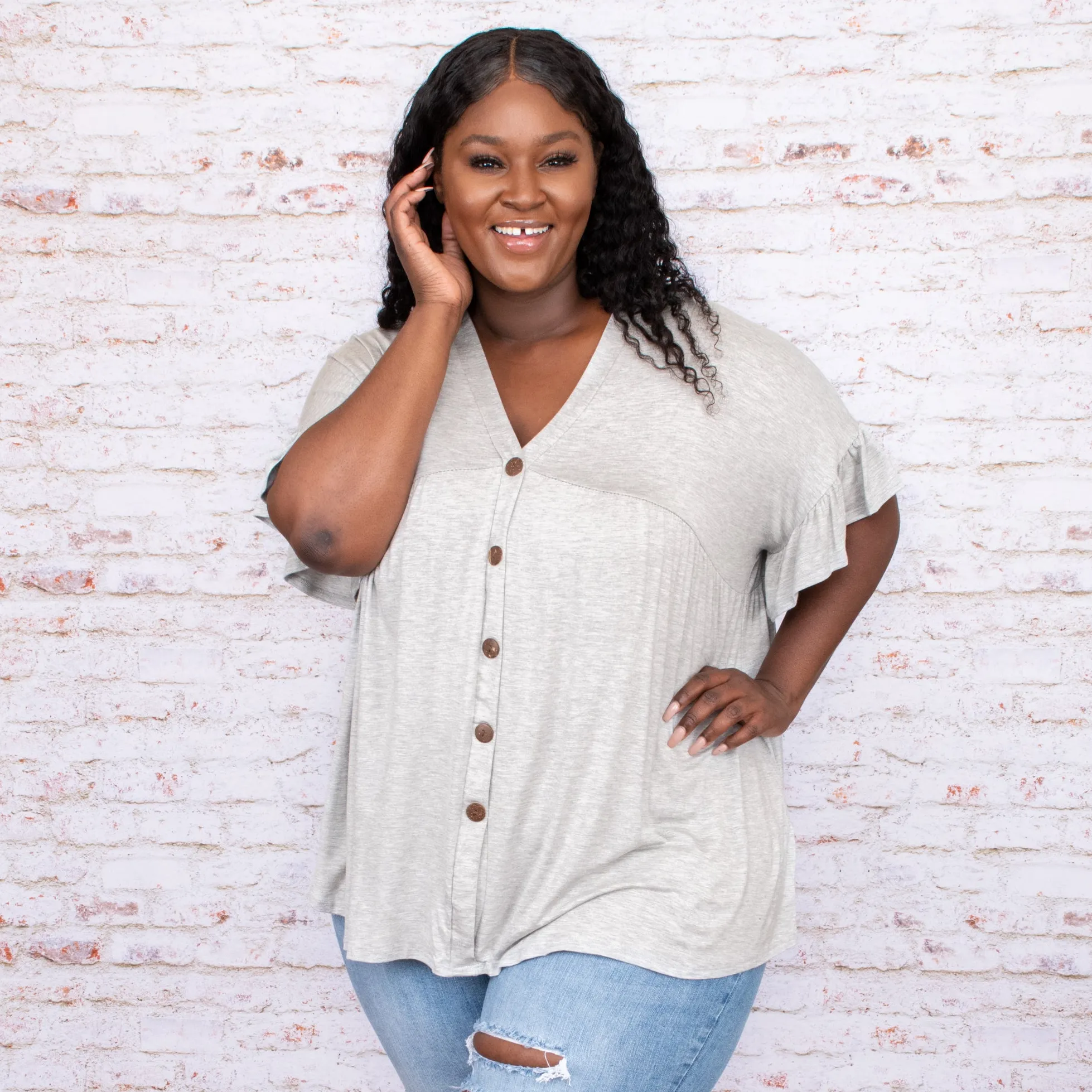 Bittersweet Beginnings Top, Heather Grey