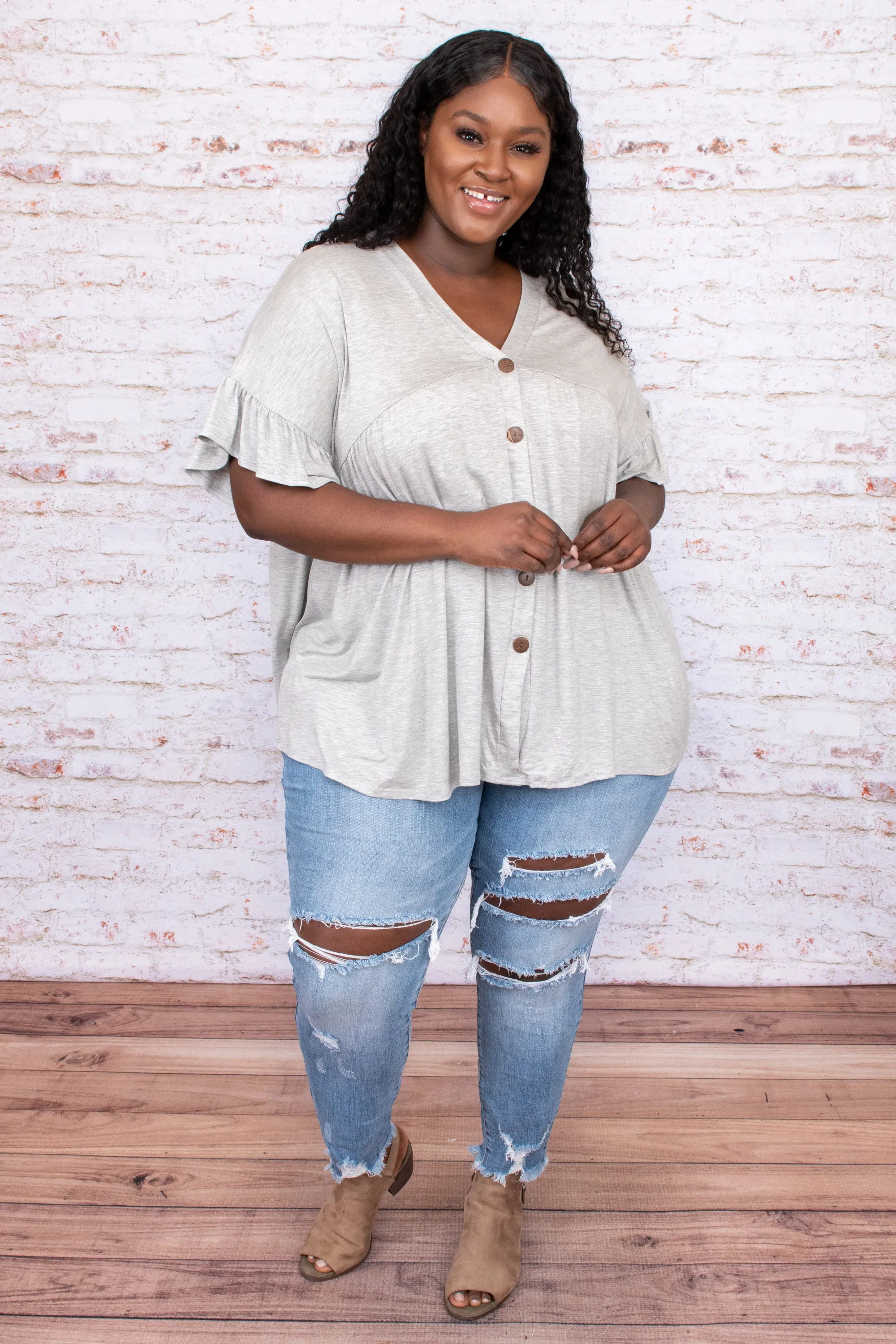 Bittersweet Beginnings Top, Heather Grey