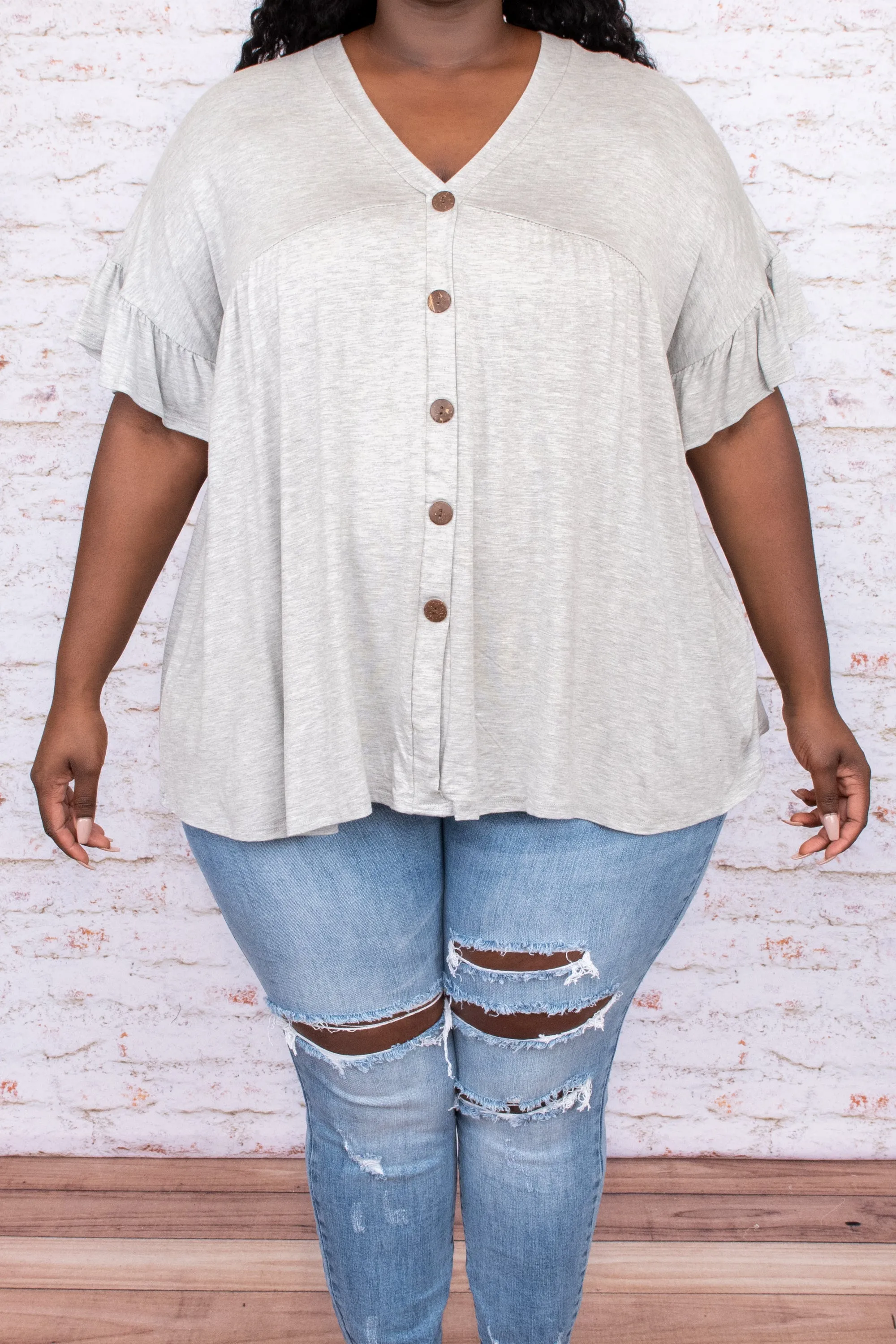 Bittersweet Beginnings Top, Heather Grey