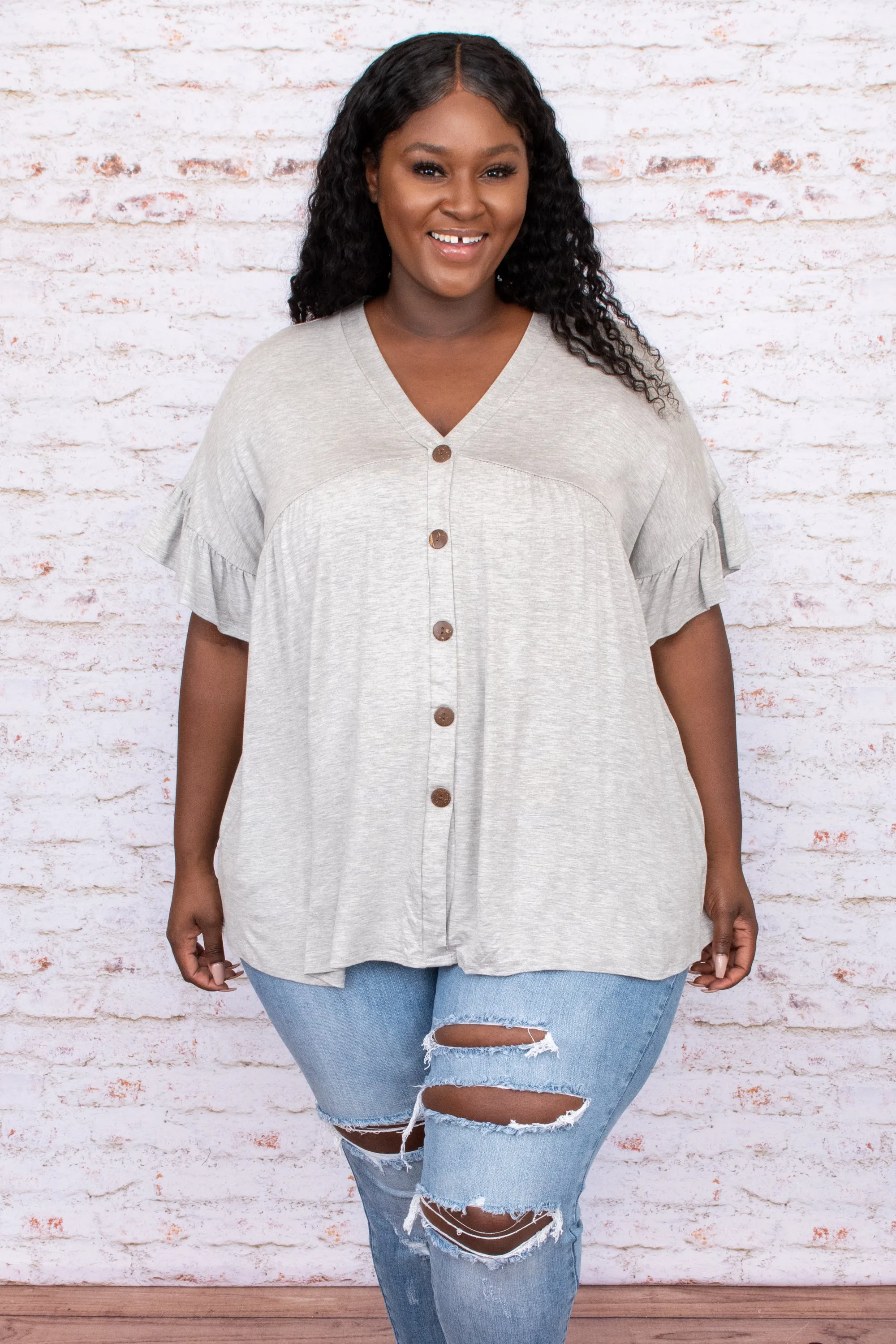 Bittersweet Beginnings Top, Heather Grey