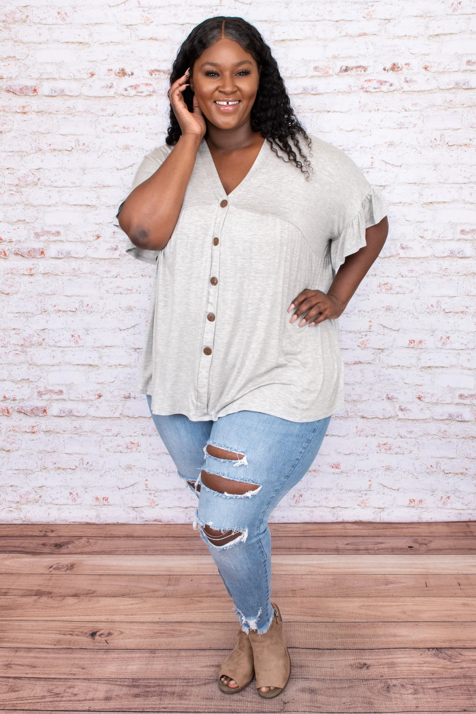 Bittersweet Beginnings Top, Heather Grey