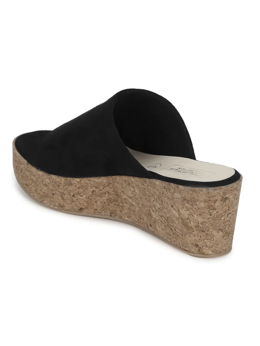 Black Micro Slip On Wedges