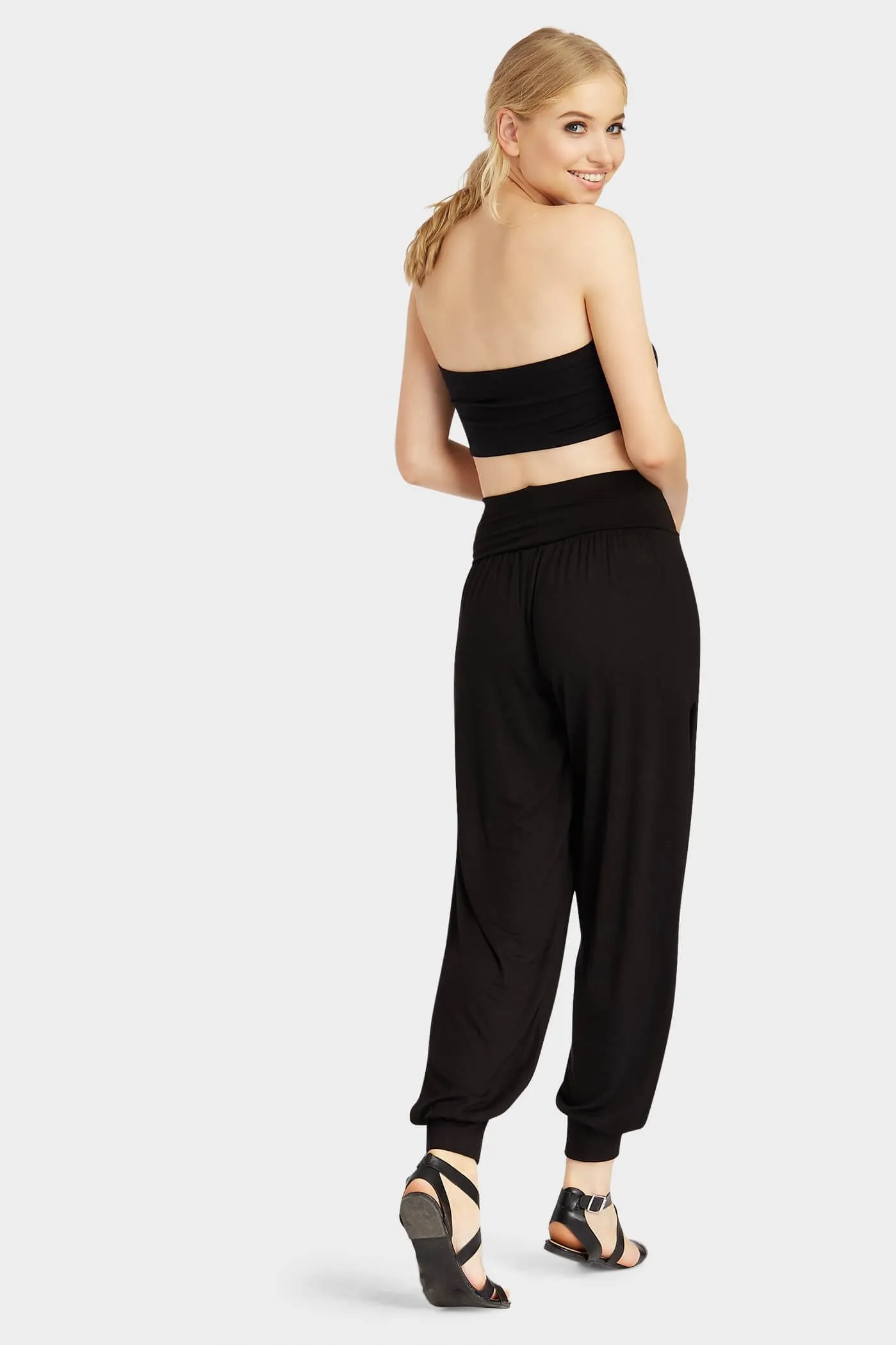 Black Split Leg Hareem Trousers