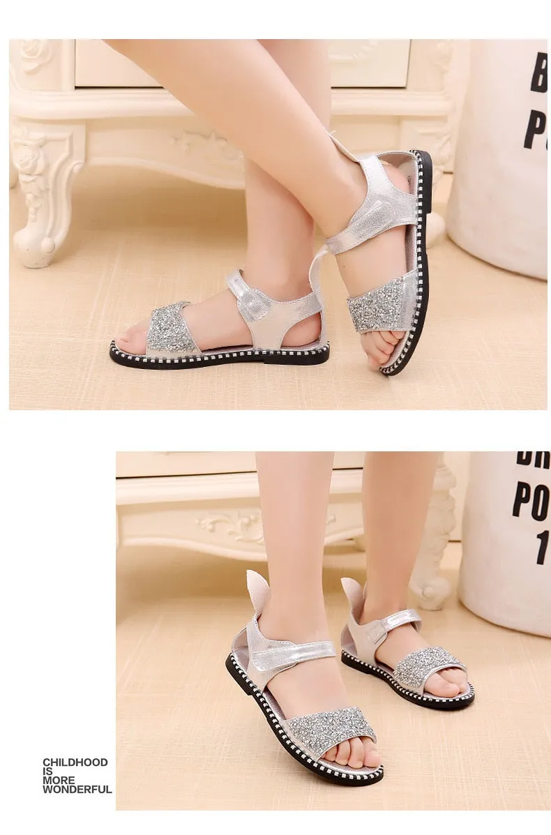 Bling Shiny Rhinestone Girls Sandals With Rabbit Ear