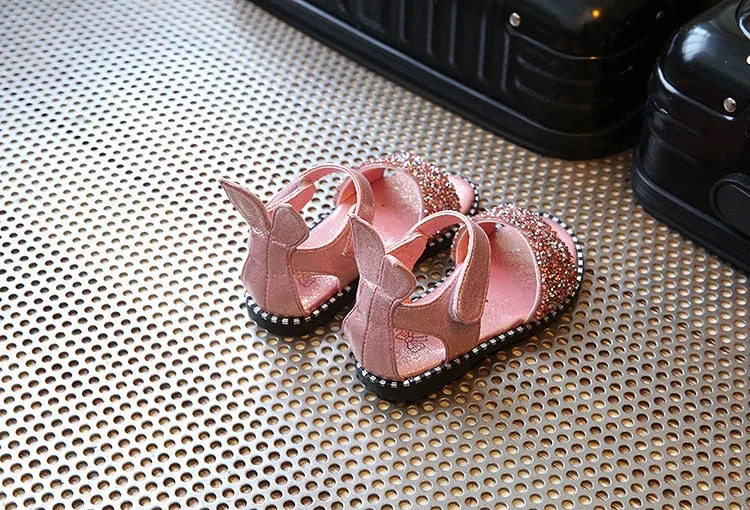 Bling Shiny Rhinestone Girls Sandals With Rabbit Ear