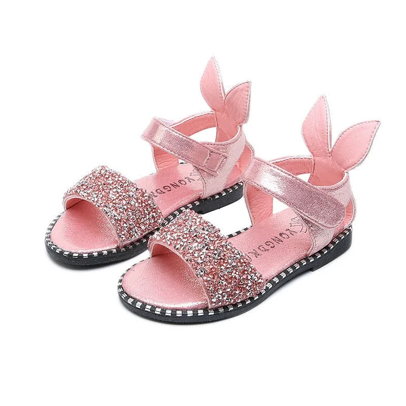 Bling Shiny Rhinestone Girls Sandals With Rabbit Ear