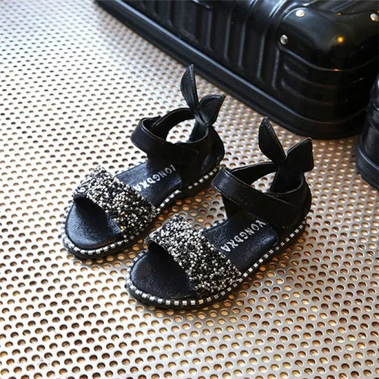 Bling Shiny Rhinestone Girls Sandals With Rabbit Ear